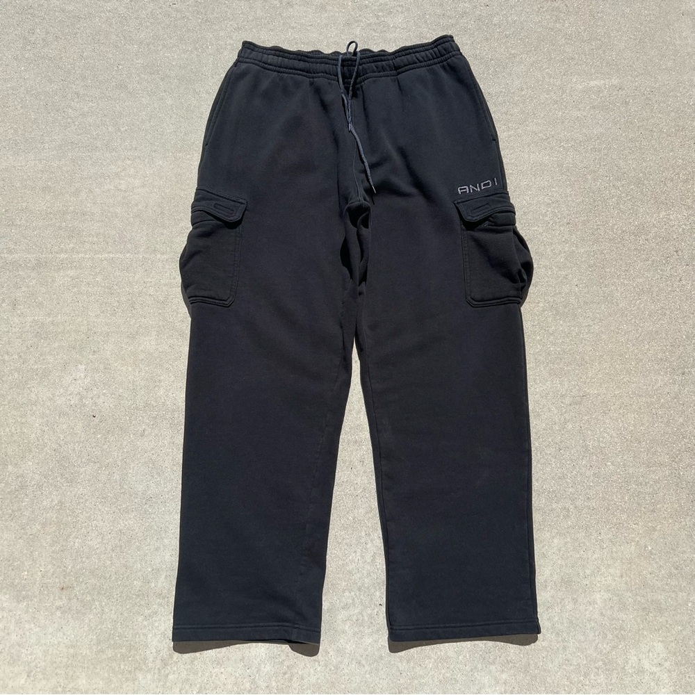 AND1 Men's Black Grey Cargo Baggy Sweat Pants